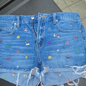 American Eagle Outfitters Denim Shorts with Colorful Embroidery